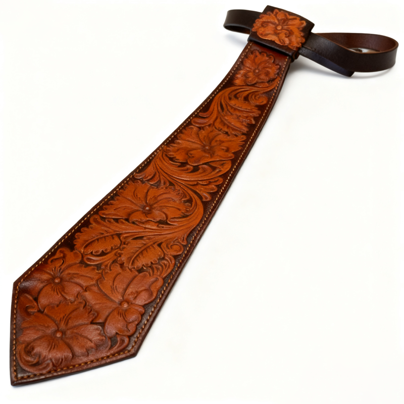 🤠 Vintage Embossed Leather Tie