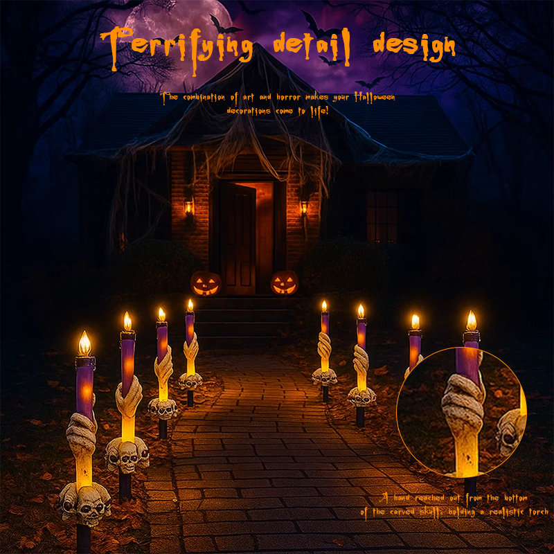 🔥Halloween Skull Torch Stake Light