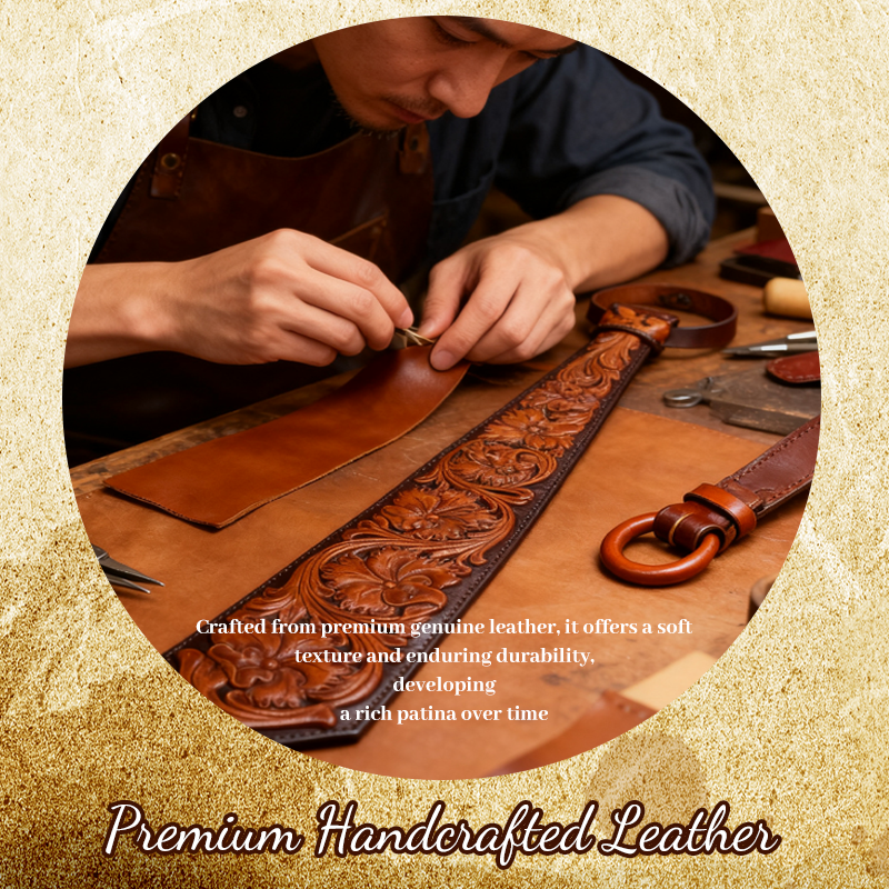 🤠 Vintage Embossed Leather Tie