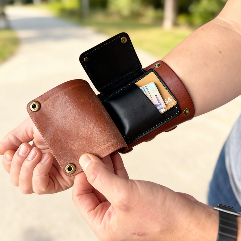 Animal-Print Leather Wrist Wallet