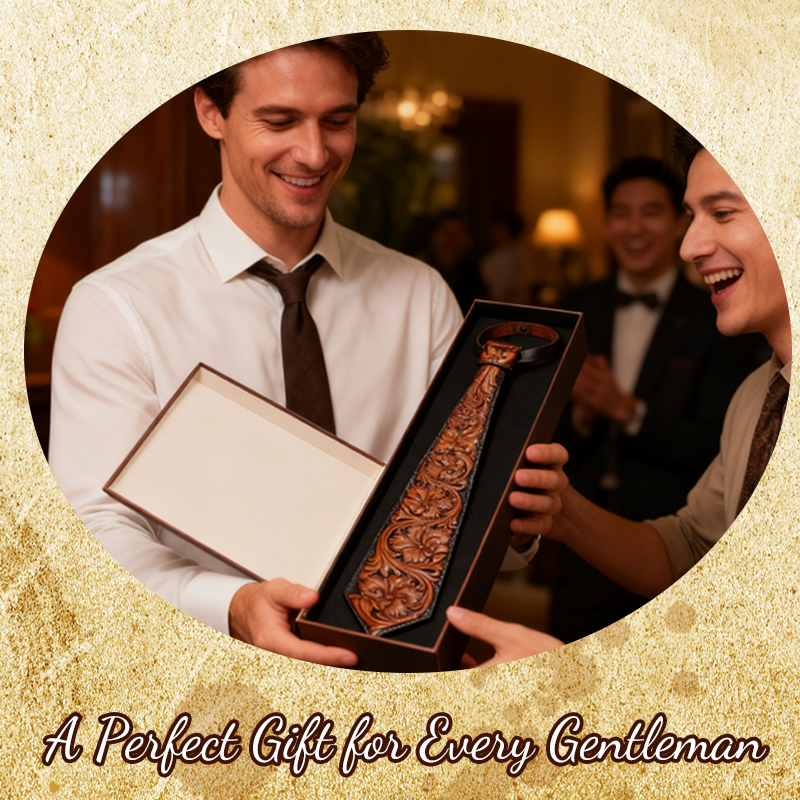 🤠 Vintage Embossed Leather Tie