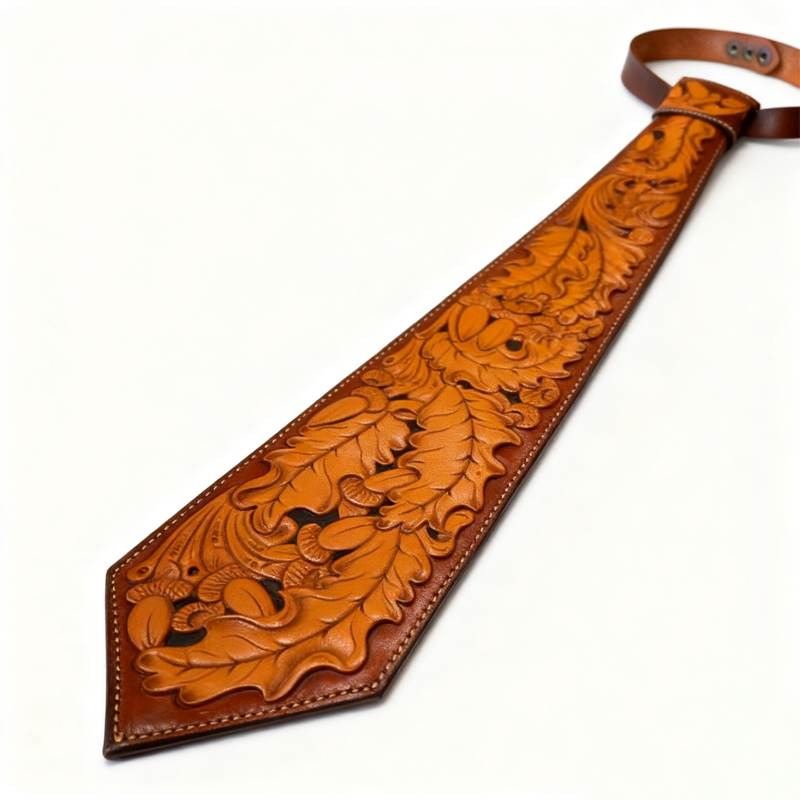 🤠 Vintage Embossed Leather Tie