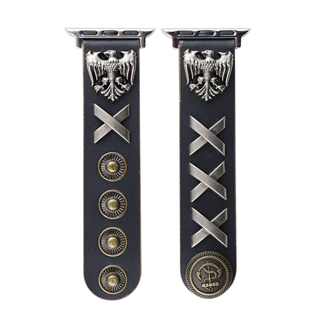 💀Retro punk studded skull leather watch strap⛓️