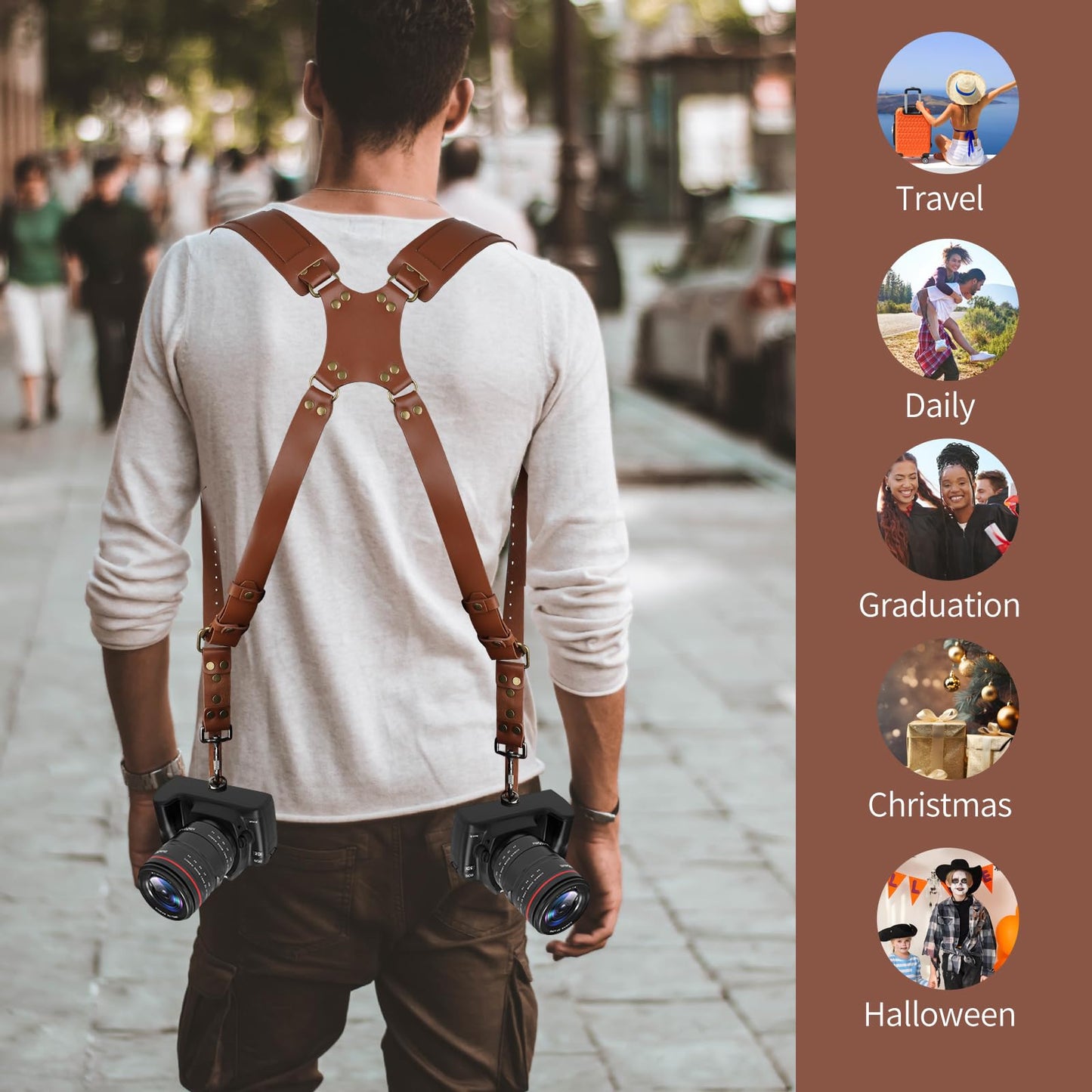 Camera double shoulder strap