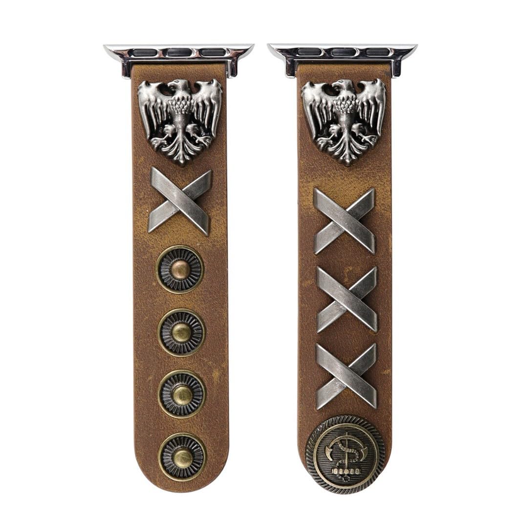 💀Retro punk studded skull leather watch strap⛓️