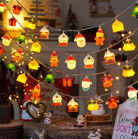 🎄 Santa Claus LED String Lights – Festive Holiday Decoration