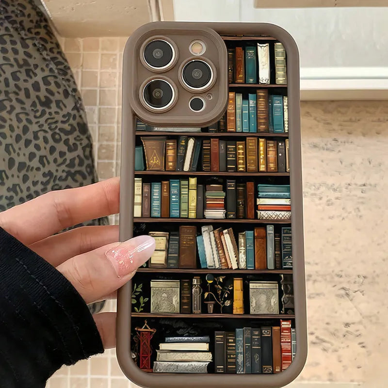 ✨2025 NEW📚 Bookish Beauty! Vintage Bookshelf iPhone Case
