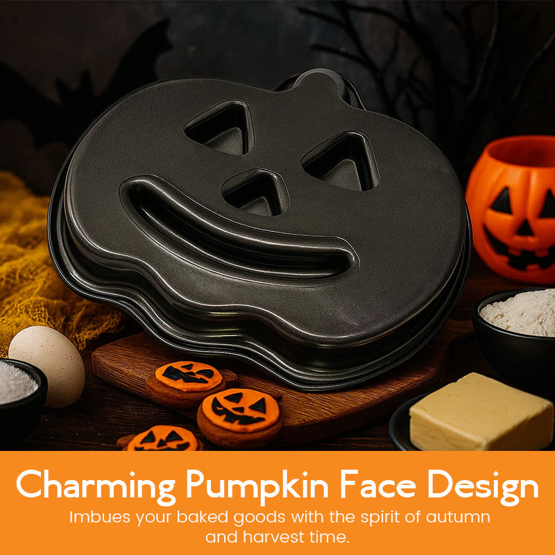 🎃 Hot Pick! 3D Carbon Steel Pumpkin Face Cake Pan – Spooky & Fun! 👻