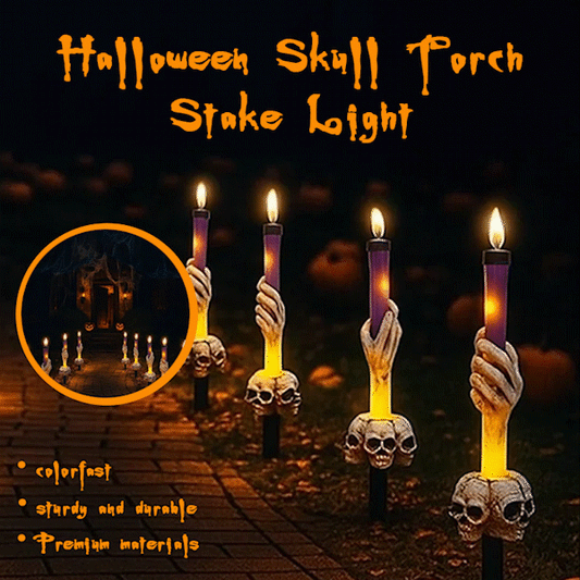 🔥Halloween Skull Torch Stake Light