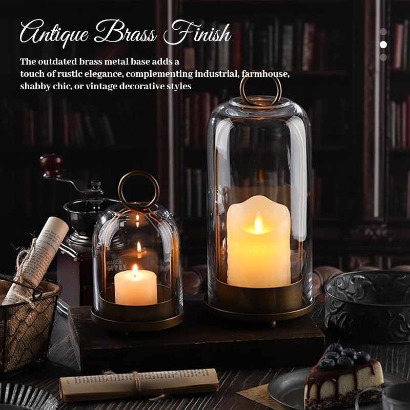 🕯️ Vintage Brass Glass Dome Candle Holders