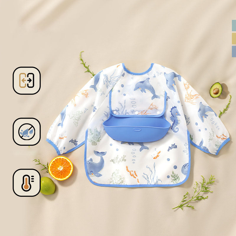 Top Pick!🌟 Baby Bib with Silicone Food Catcher – No More Mess!