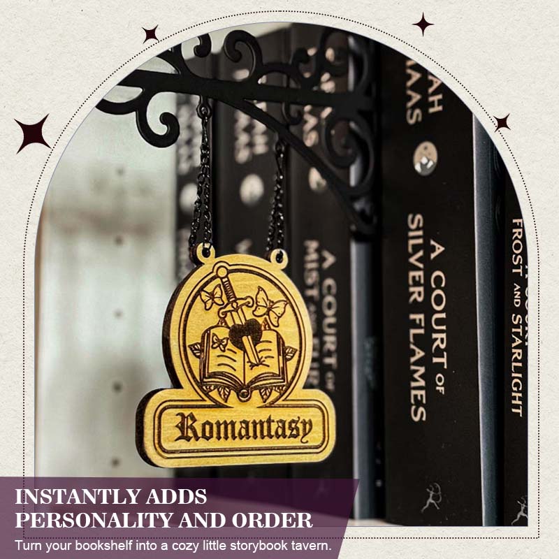 🔥LAST DAY 49% OFF-Book Nook Tavern Signs – Genre Shelf Labels with Hanging Brackets