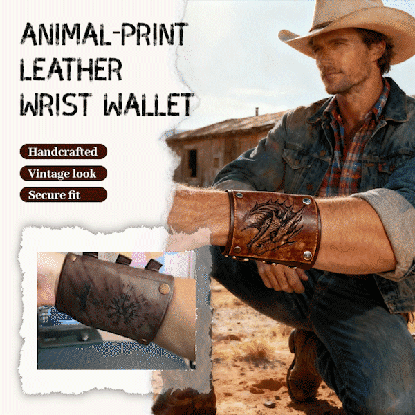 Animal-Print Leather Wrist Wallet