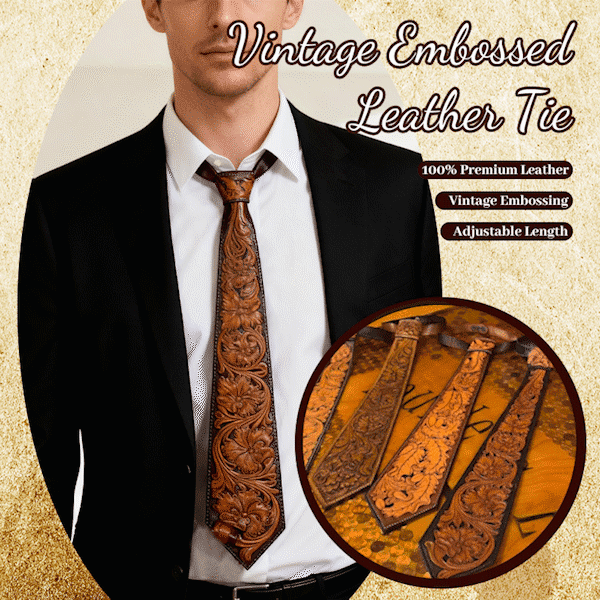 🤠 Vintage Embossed Leather Tie
