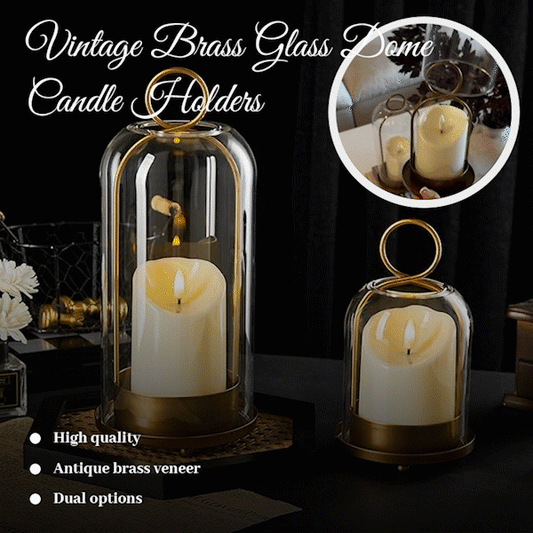 🕯️ Vintage Brass Glass Dome Candle Holders