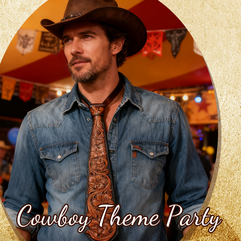 🤠 Vintage Embossed Leather Tie