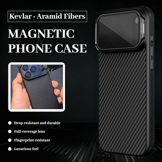 🧱 Kevlar Fiber Transparent Lens Cover Magnetic Phone Case