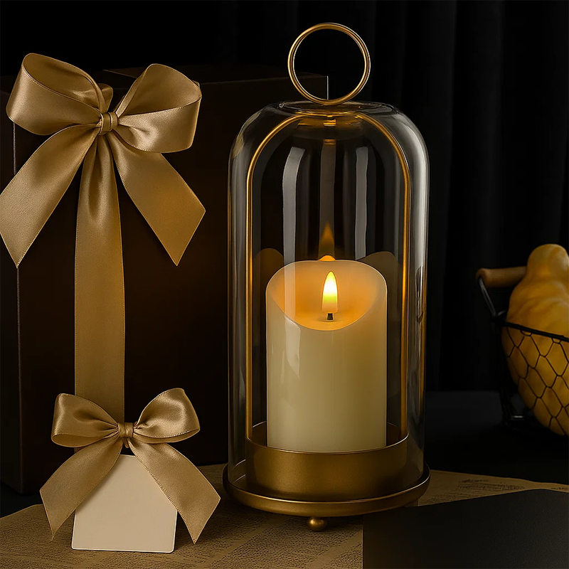 🕯️ Vintage Brass Glass Dome Candle Holders