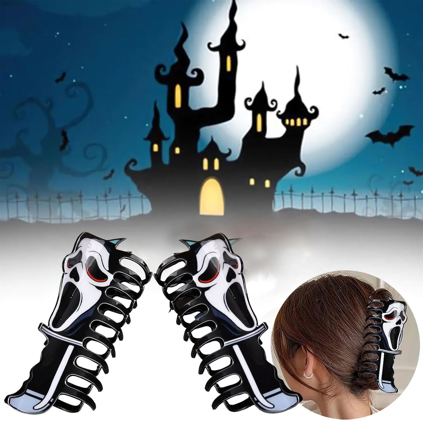 🧟‍♀️ Perfect for Halloween – Scream & Style with This Ghost Face Hair Clip! 🎉