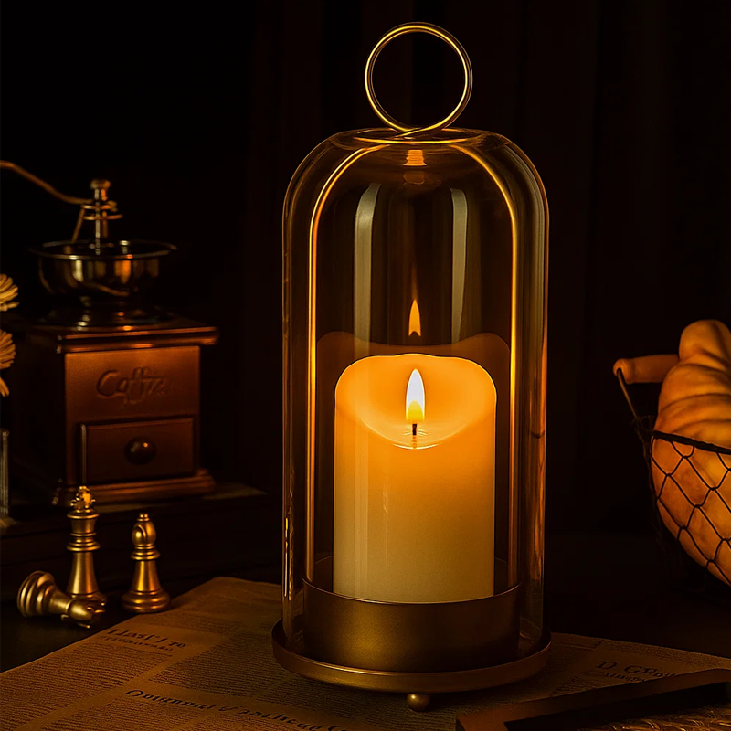 🕯️ Vintage Brass Glass Dome Candle Holders