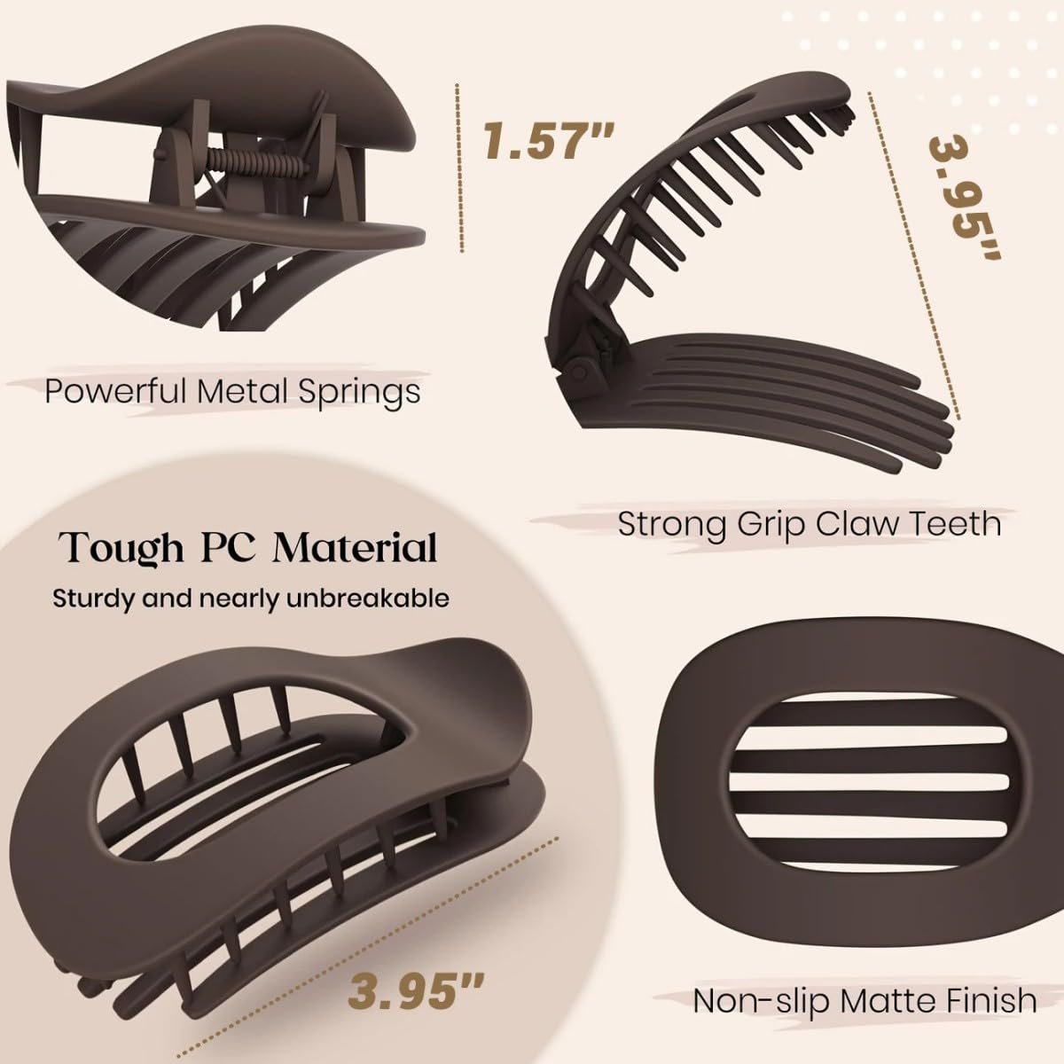 Oval Acrylic Flat Non-Slip Hair Clip