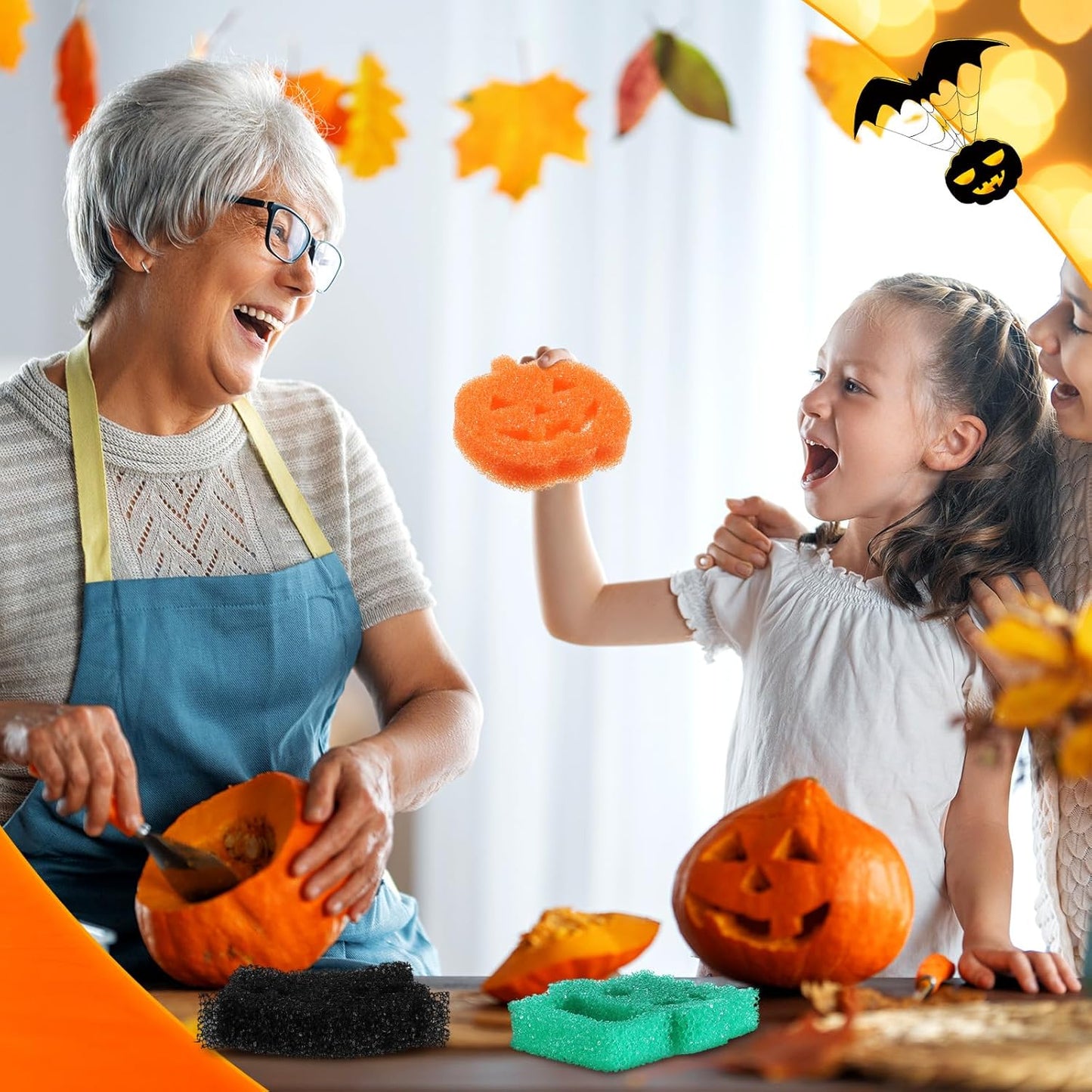 🎃 Spooky & Functional! Cute Ghost & Bat Sponges for Halloween Cleaning Fun 🧽