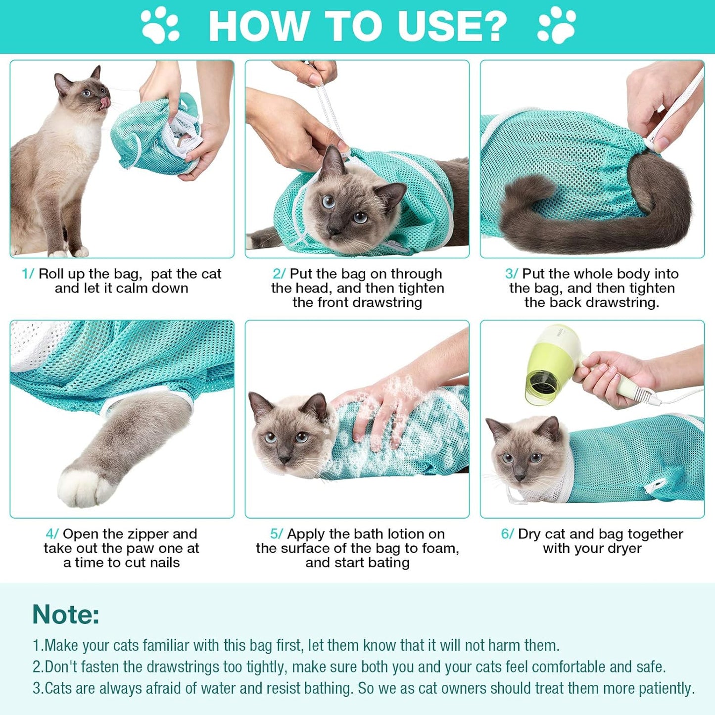 🧼 Bath Time Saver! Anti-Bite Cat Restraint Bag ✂️🐱