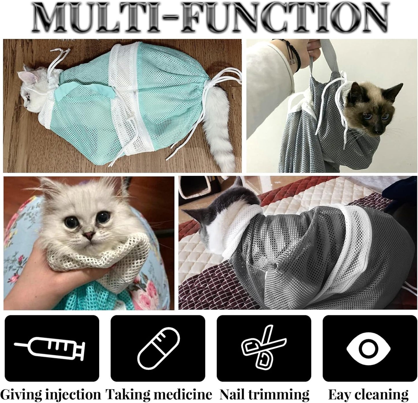 🧼 Bath Time Saver! Anti-Bite Cat Restraint Bag ✂️🐱