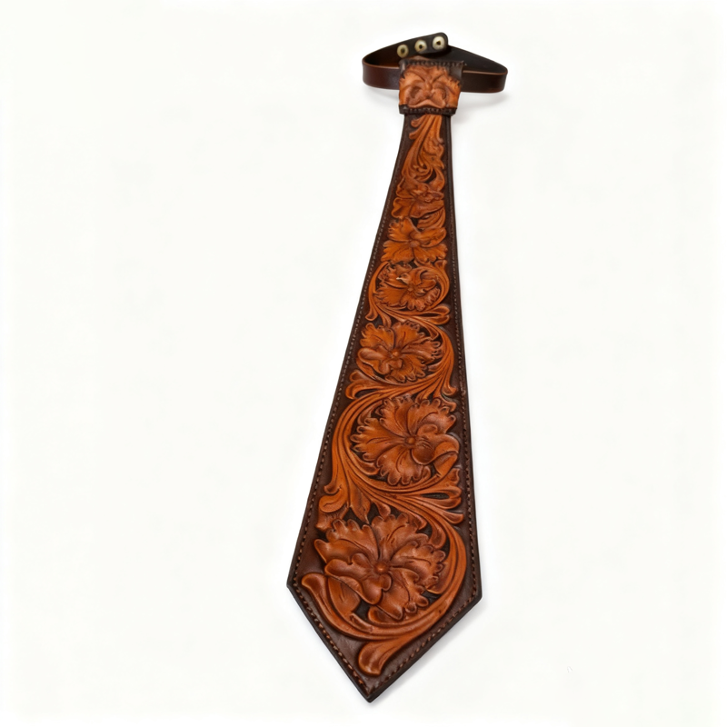 🤠 Vintage Embossed Leather Tie