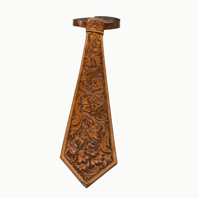 🤠 Vintage Embossed Leather Tie