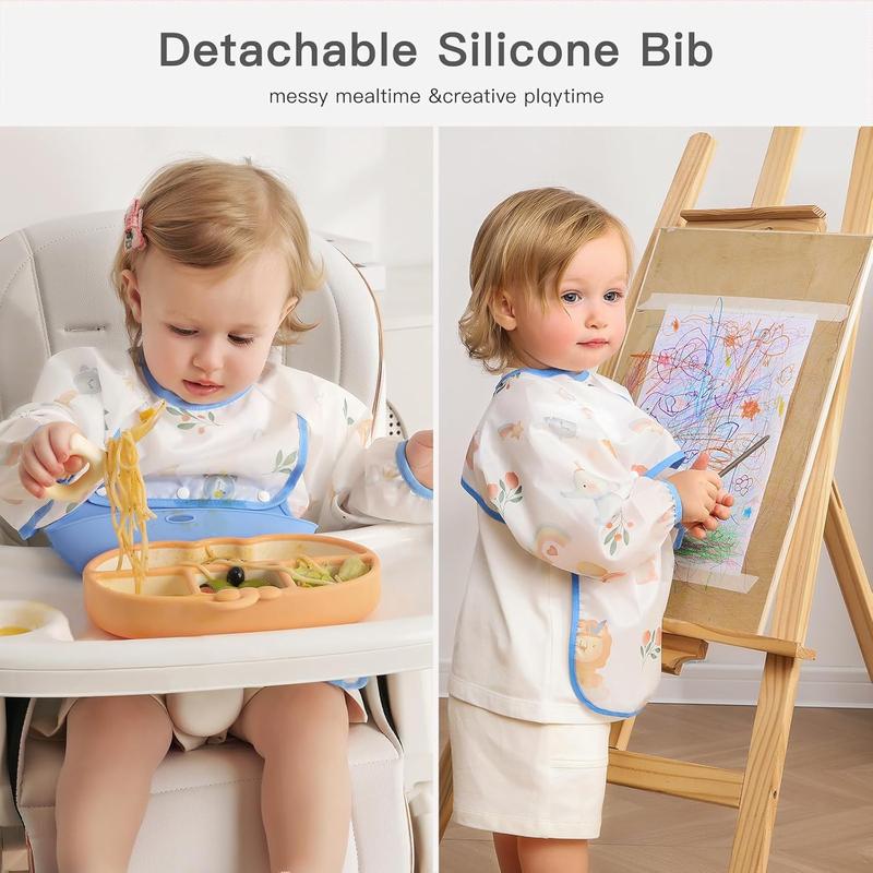 Top Pick!🌟 Baby Bib with Silicone Food Catcher – No More Mess!