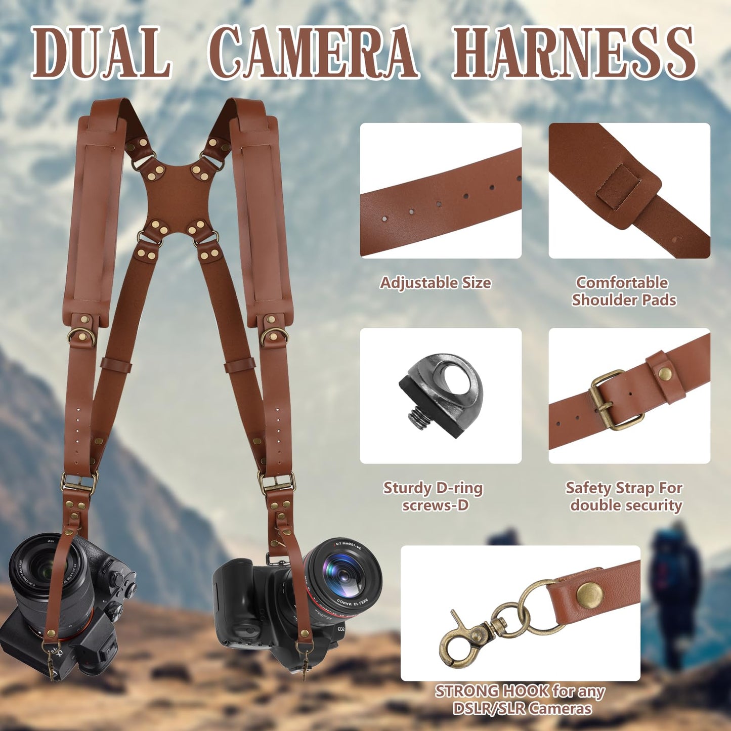 Camera double shoulder strap