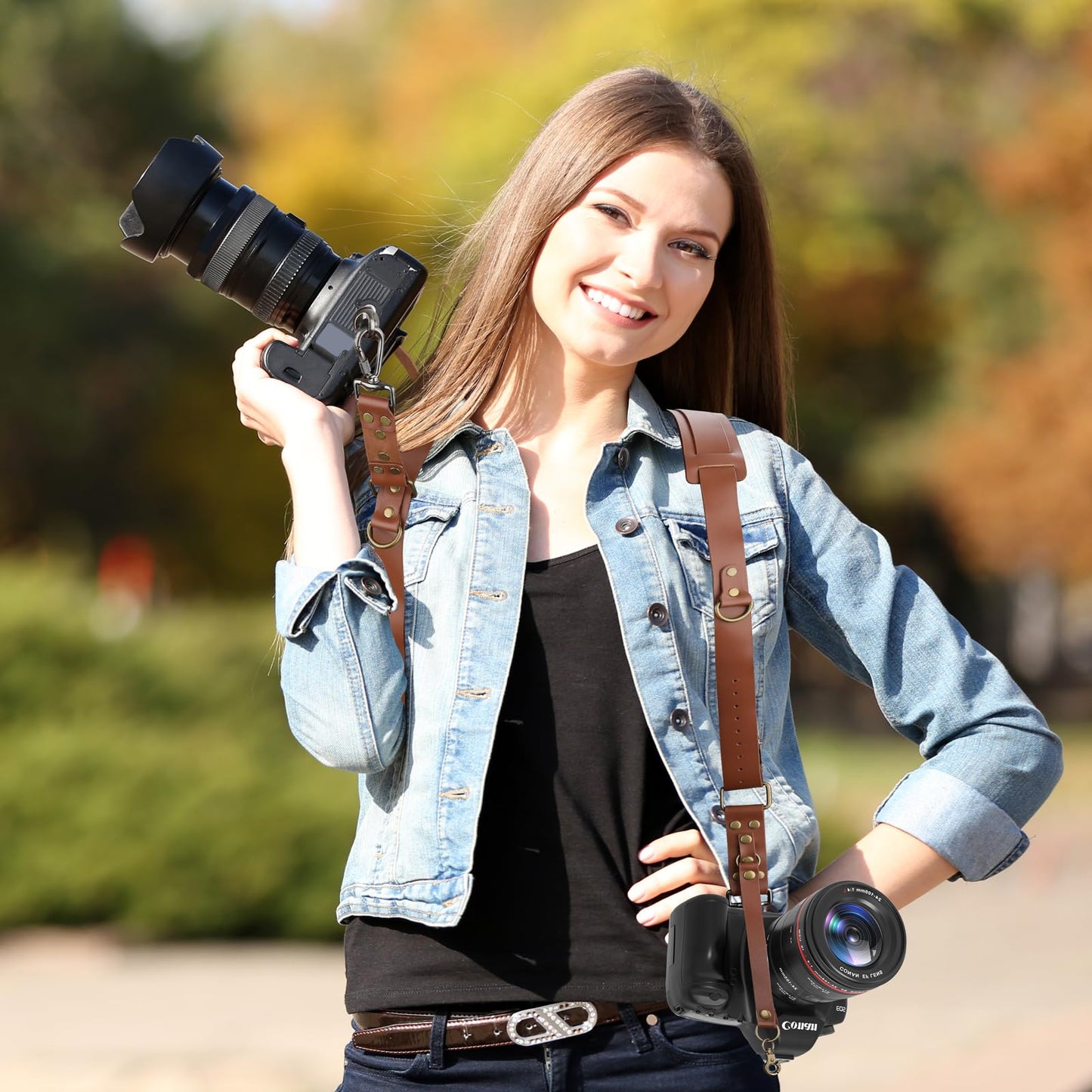Camera double shoulder strap