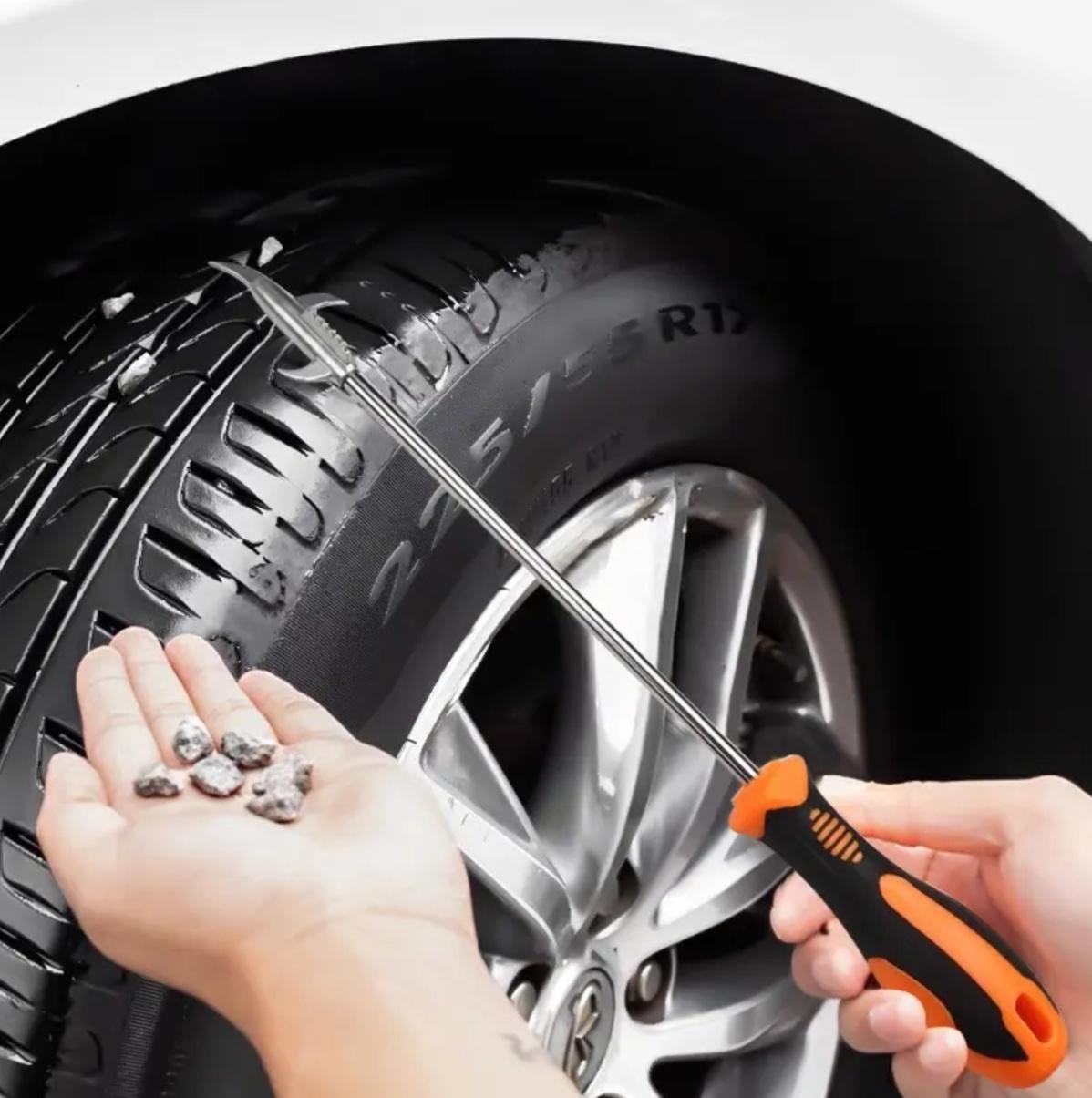 Multi-functional tire cleaning hook