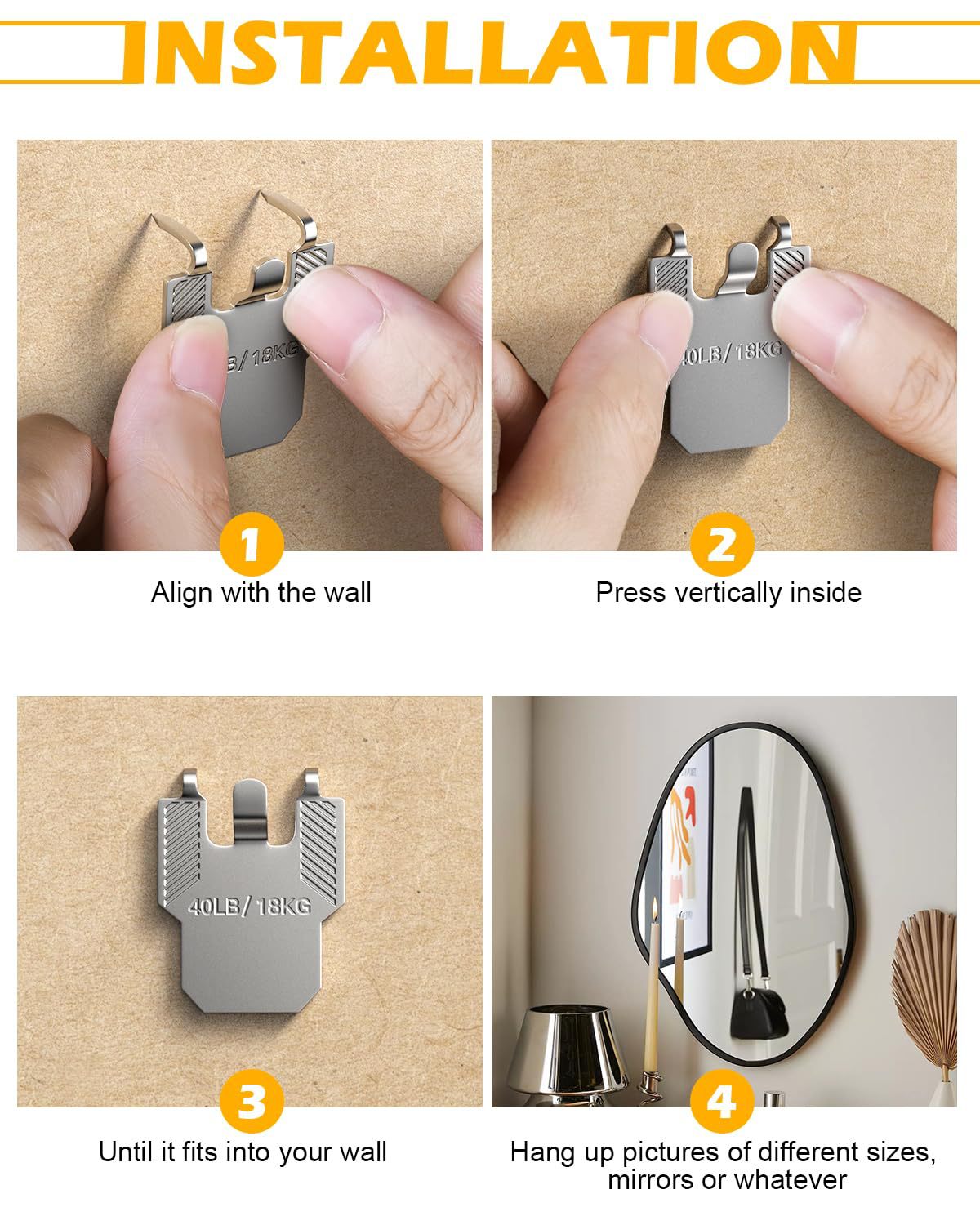 🔥 No-Drill Claw Hooks – Damage-Free Wall Picture Hanger Set