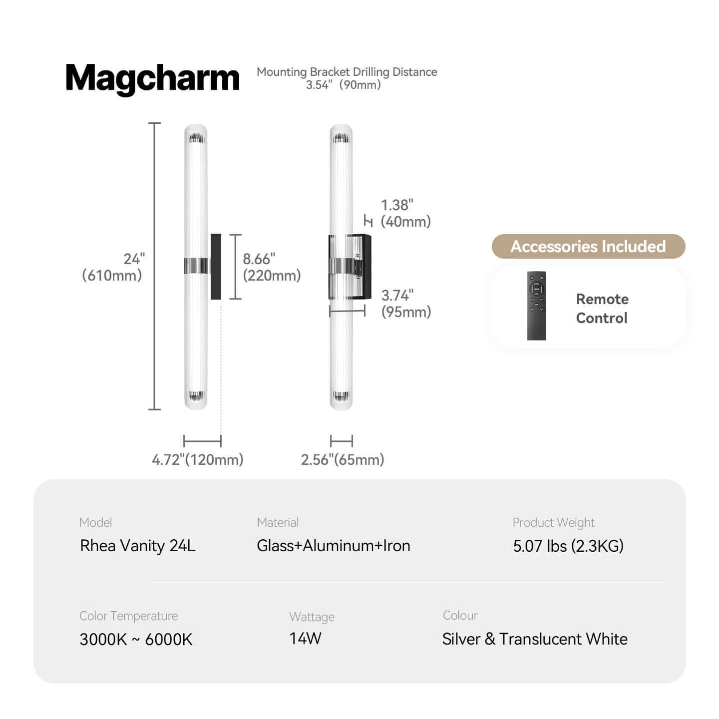Modern Linear LED Wall Light - Dimmable Color Temperature Adjustable