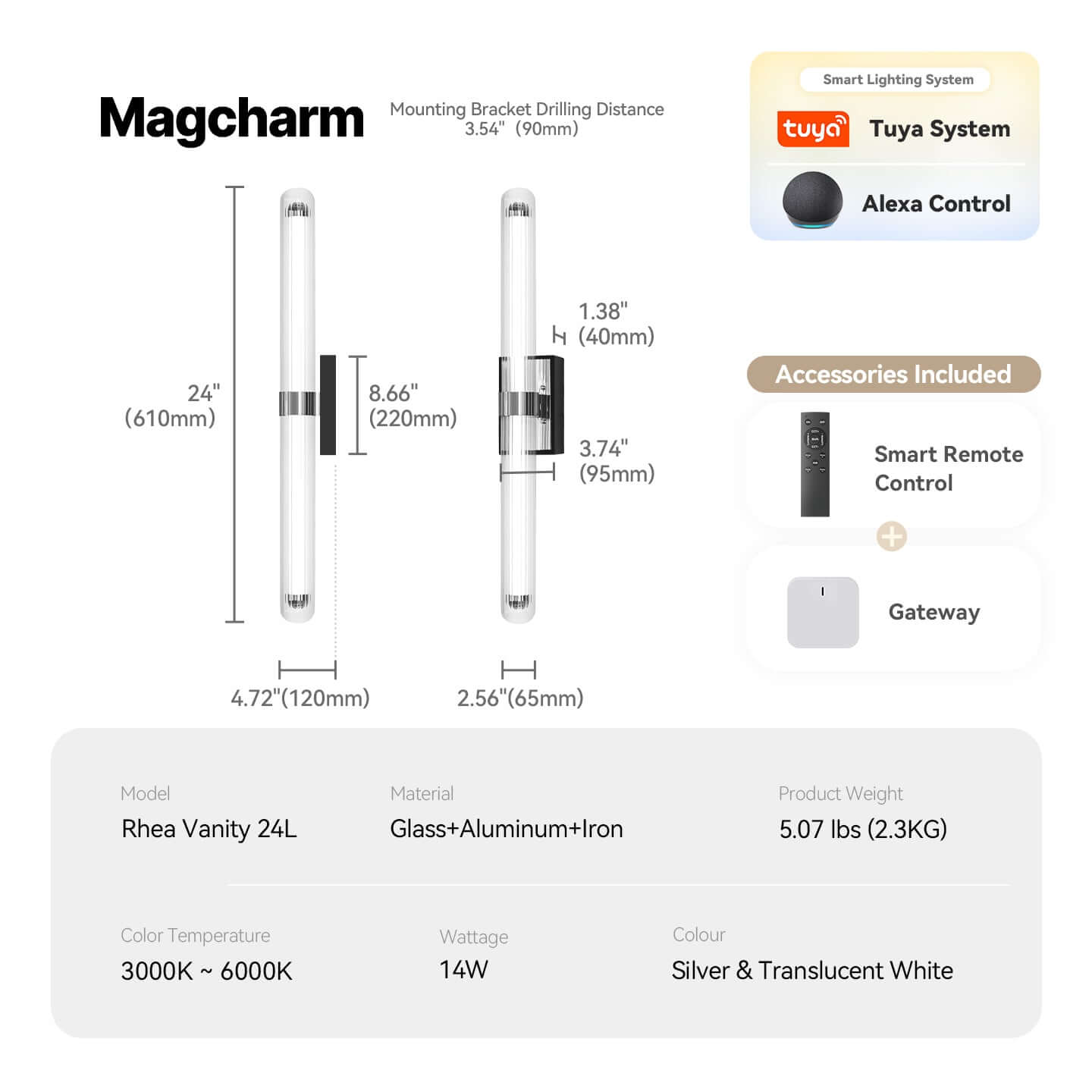 Modern Linear LED Wall Light - Dimmable Color Temperature Adjustable