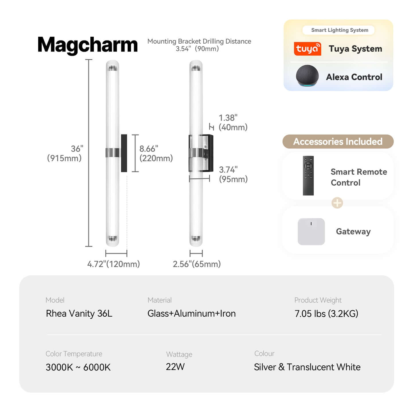 Modern Linear LED Wall Light - Dimmable Color Temperature Adjustable