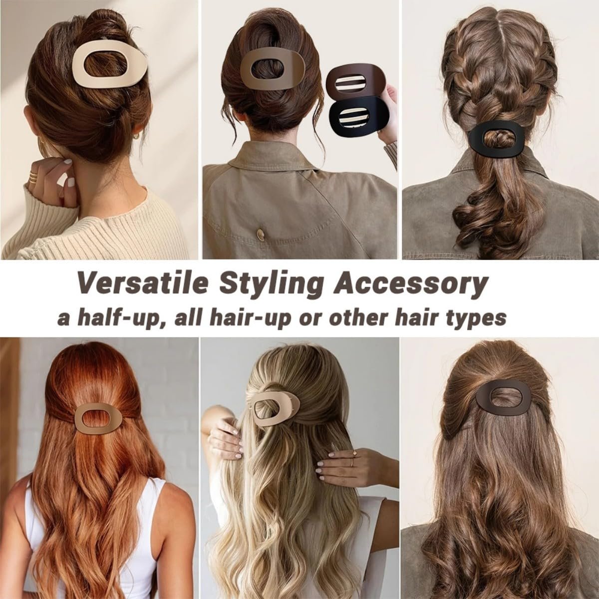 Oval Acrylic Flat Non-Slip Hair Clip
