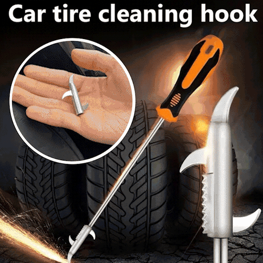 Multi-functional tire cleaning hook